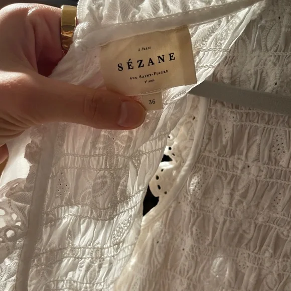 Sezane Liorane Blouse Ecru - Size 4 - Picture 6 of 8